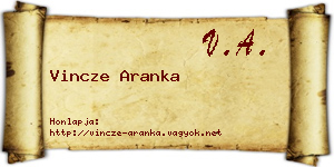 Vincze Aranka névjegykártya